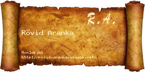 Rövid Aranka névjegykártya